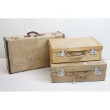 Vintage luggage - Three early-to-mid 20th C travel trunks / cases to include a leather-bound example