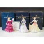 Three Royal Doulton figures, 'Deborah' HN3644, Figure of the Year 1995, with certificate, '