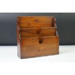 19th Century mahogany two-compartment hanging letter rack. 23.5cm W x 22.5cm H