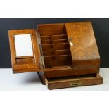 Late 19th / early 20th century oak stationery cabinet with fold-out doors opening to internal