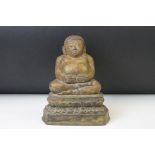 Thai ' Fat Bellied ' Bronze Buddha seated in the lotus position. Measures 20cm high