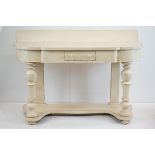 Victorian painted hall table with single drawer, 119cm long x 51cm deep x 80cm high