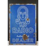 Advertising - ' KB Radio Authorised Dealer ' double-sided enamel sign, with white lettering on