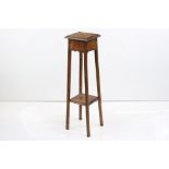 Early 20th century Oak Square Jardiniere / Plant Stand, 28cm wide x 94cm high