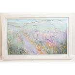 Sue Fenlen, Impressionist Print of Landscape with flowers in field, 58cm x 98cm, framed