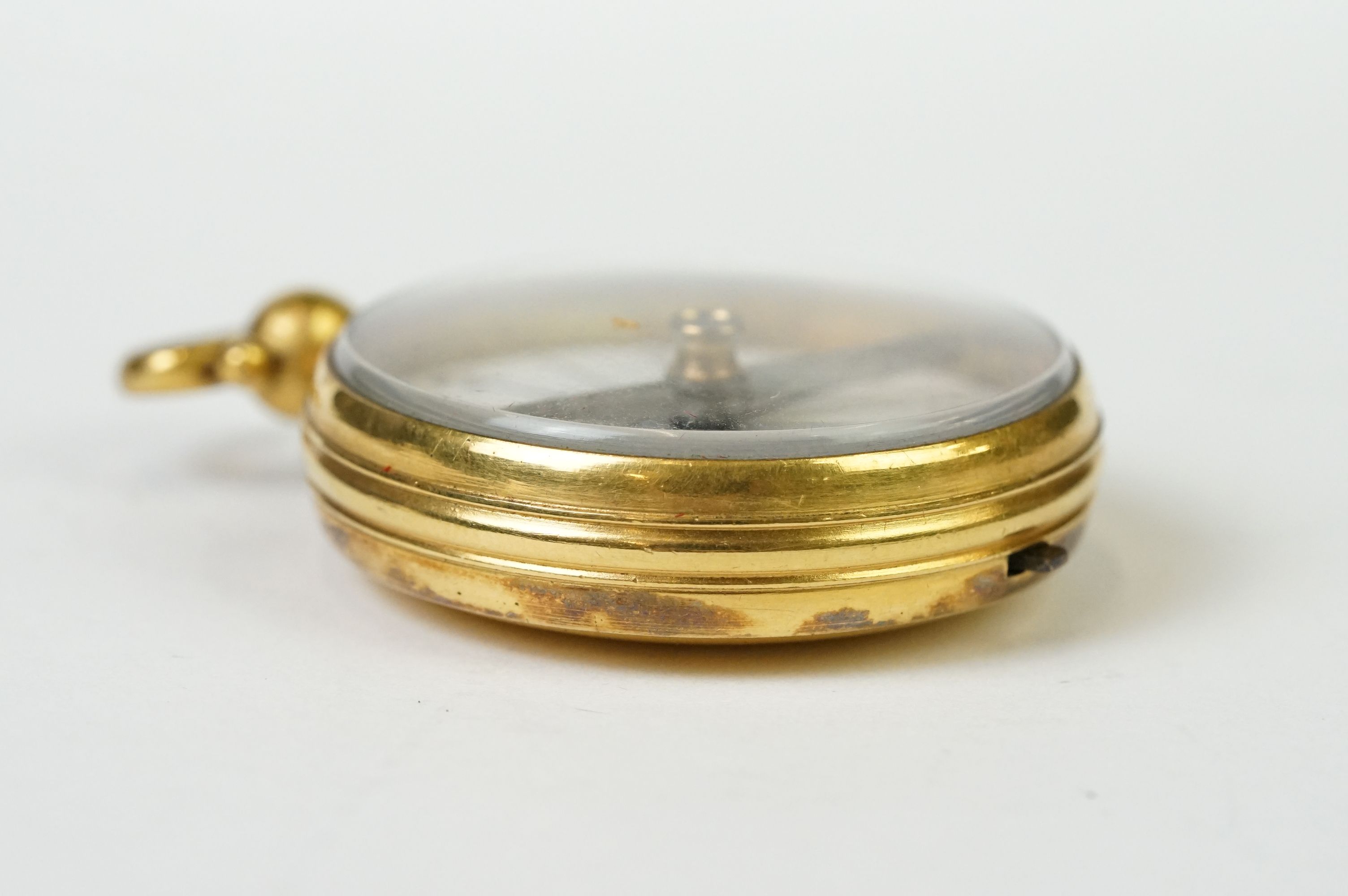 An antique brass cased pocket compass within original fitted protective case. - Image 3 of 8
