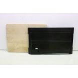 Art Deco Bakelite rectangular tray / stand, together with a Heal's heavy wooden chopping board (50cm