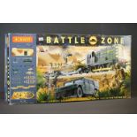 Boxed Hornby OO gauge T1501 Battle Zone set, contents unchecked for completeness but appears gd with