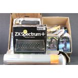 Retro Gaming - Four Sinclair ZX Spectrum personal computers (2 boxed) with 39 cassettes, 2 x boxed