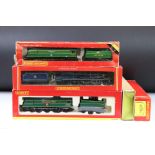 Five boxed Hornby OO gauge locomotives to include R295 BR Class A3 Dick Turpin, R037 BR 4-6-2 Loco