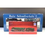 Boxed Fleischmann HO gauge 4888 Ruhr Schnellverkehr II set complete with locomotive & 3 x coaches