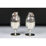 A pair of silver plated chick style egg cups.