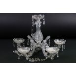 An early 20th century style glass five branch centre chandelier