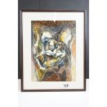 A framed and signed A.Revankaz oil mixed painting study of a symbolic figure, 35.5 x 26cm