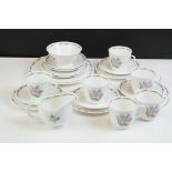 Susie Cooper 'Fragrance' tea set (pattern no. C485) to include 6 teacups & saucers, 6 tea plates,