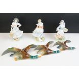 Three Royal Worcester 'Old Country Ways' ltd edn lady figures (Rosie Picking Apples, A Farmer's Wife