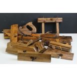 A collection of vintage wooden carpentry planes, to include an example engraved 'E D'