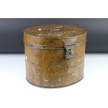 Painted hat tin, with carrying handle, 'H. Hooson'