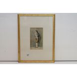 A framed antique watercolour portrait of an 18th century distinguished gentleman
