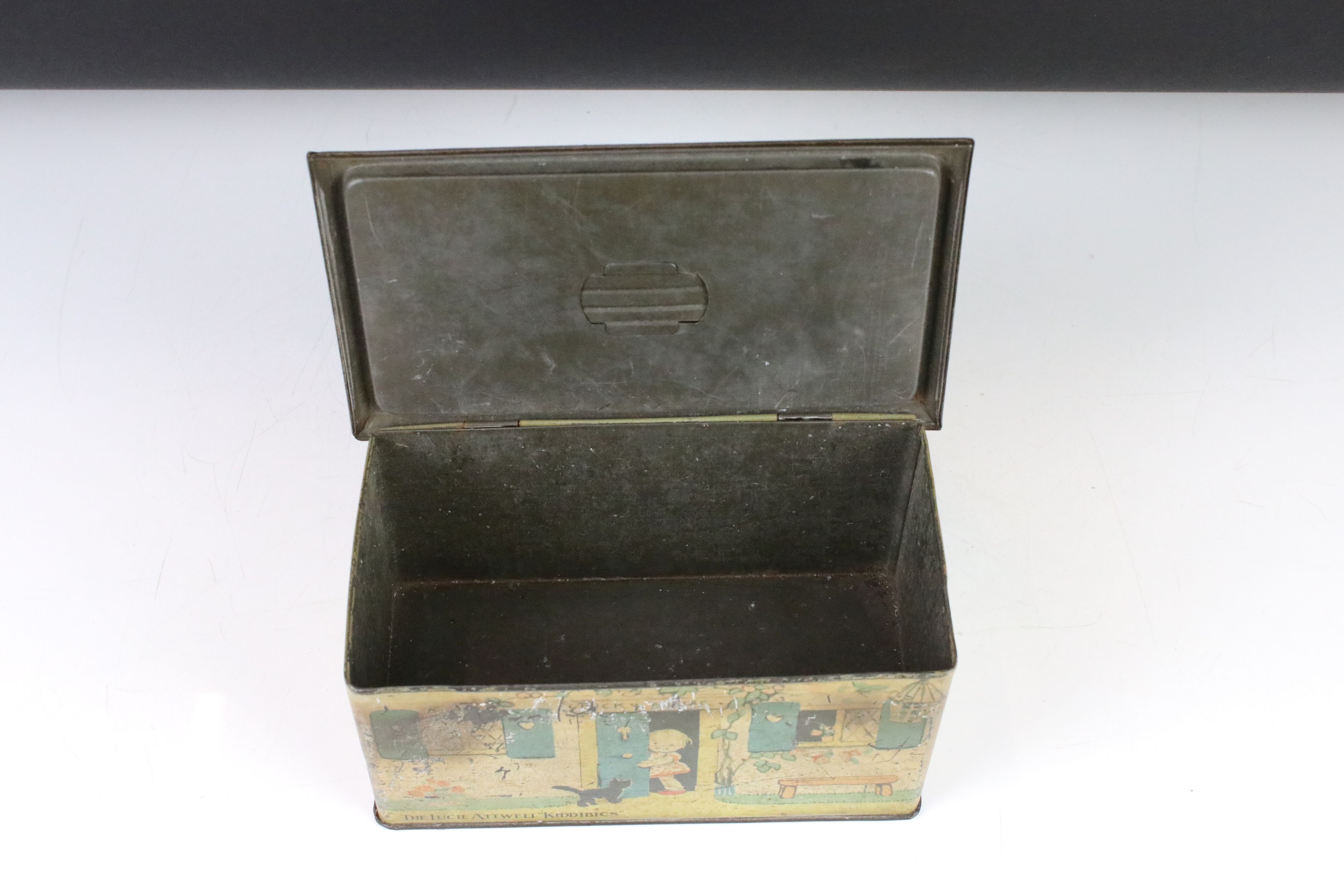 William Crawford & Sons "The Lucie Attwell Kiddibics" biscuit tin moneybox, approx 20.5cm wide - Image 3 of 4