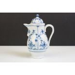 19th century German Porcelain Mocha Jug decorated in the Straw Flower pattern, blue under glazed