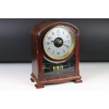 Early 20th century Bulle mahogany cased electric mantel clock, the silvered dial set with Arabic