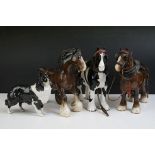 Beswick - A Beswick Piebald Shire Mare with harness (appears overpainted, 21.5cm high), together