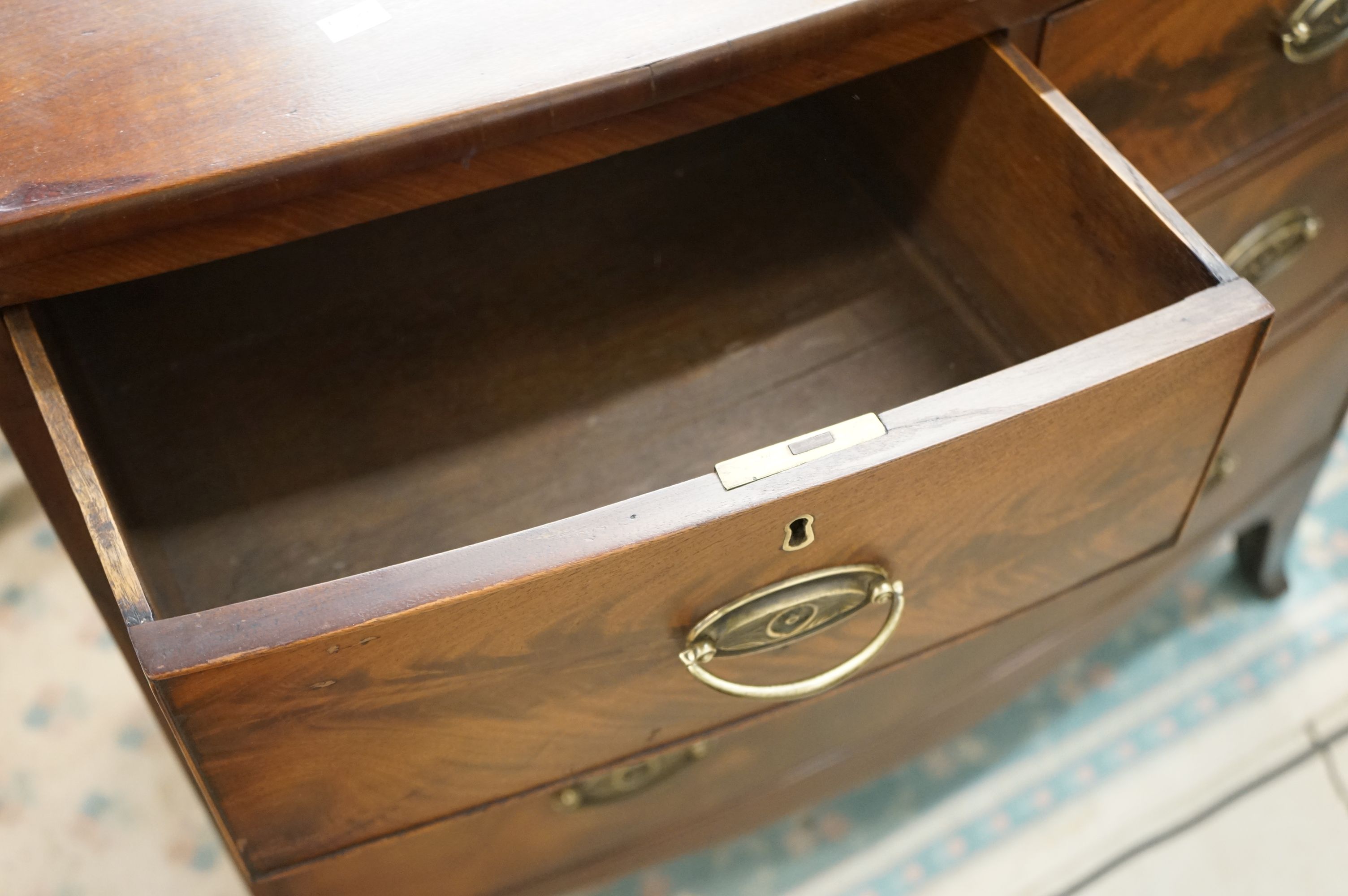 A 19th century mahogany bow front chest of 2 short and 2 long drawers of small proportions. - Image 4 of 10