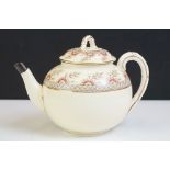 Early 20th century Royal Worcester floral teapot & cover, white metal mount to spout, pattern no.