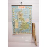 'Wool in the United Kingdom' rolled poster, wooden support bars and ties, 139 x 91cm and a '