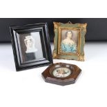 Two 19th century portrait miniatures depicting females, together with a further portrait miniature