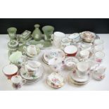 Mixed tea ware & ceramics to include Wedgwood Jasperware (11 pieces - vases, trinket boxes, etc),