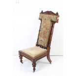 Victorian Mahogany Framed Prie Dieu Chair with tapestry upholstered back, 54cm wide x 113cm high