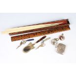 A small group of mixed collectables to include chopsticks within a lacquer ware box, hallmarked