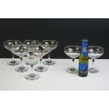 Advertising - Set of eight Babycham glasses (11cm high), plus a bottle of Babycham (100ml -