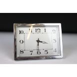 Art Deco Mantle Clock in a Chromium Case with easel back, 12cm wide