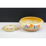 Clarice Cliff for Wilkinson Pottery Bizarre ' Crocus ' pattern Bowl, shape 54, 20cm diameter