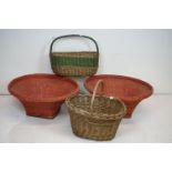 A collection of 4 vintage wicker baskets.