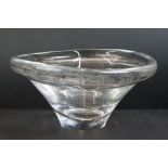 20th century Scandinavian curvilinear clear glass bowl, likely Holmegaard, measures approx 31cm wide