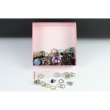 A large collection of ladies fashion rings.