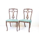 Pair of Anglo Indian Carved Side Chairs, possibly Padauk, 97cm high