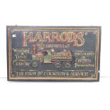 Advertising - ' Harrods' Removals' Painted Wooden Relief Reproduction Advertising Sign, 61cm x 102cm