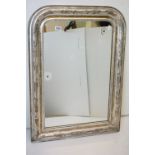 19th century Silvered and Gilt Framed Overmantle Mirror, 91cm x 65cm