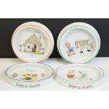 Four Shelley Mabel Lucie Attwell Baby's Plates, decorated with verses and images featuring 'Boo Boo'