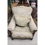 Early 20th century Country House style Armchair with carved oak frame, in need of re-upholstery,