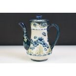 Early 20th century James Macintyre Florian Coffee Pot with tubed lined decoration in the Blue Poppy