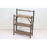 Late 19th / Early 20th century Bamboo and Pine Three Tier Small Bookcase / Shelf, 50cm wide x 70cm