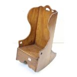 Georgian Mahogany Child's Lambing Rocking Chair of Settle form, 35cm wide x 69cm high