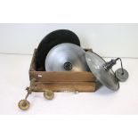 Three Industrial style Brooklyn Metal ' Flying Saucer ' Light Shades, approximately 40cm diameter