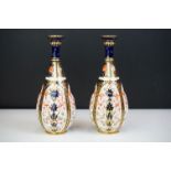 Pair of early 20th Century Royal Crown Derby Imari pattern tapering vases, pattern 1128, approx 18.